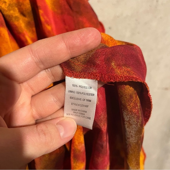 Colleen Lopez Top Size M Orange Tiered Ruffles Layered Short Sleeve Fall Autumn - Picture 5 of 8